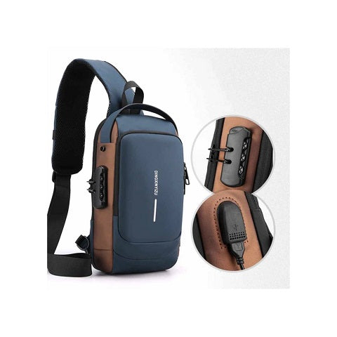 PECHERA MORRAL ANTIRROBO - USB - IMPERMEABLE BANDOLERA  PARA CABALLEROS